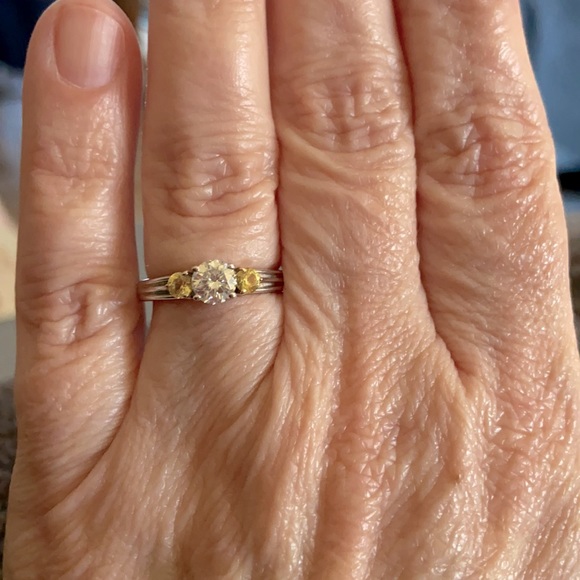 14K GOLD Moissanite & Sapphire Ring - Picture 9 of 9